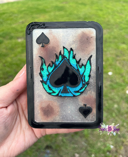 {flaming spade card} Large Freshie