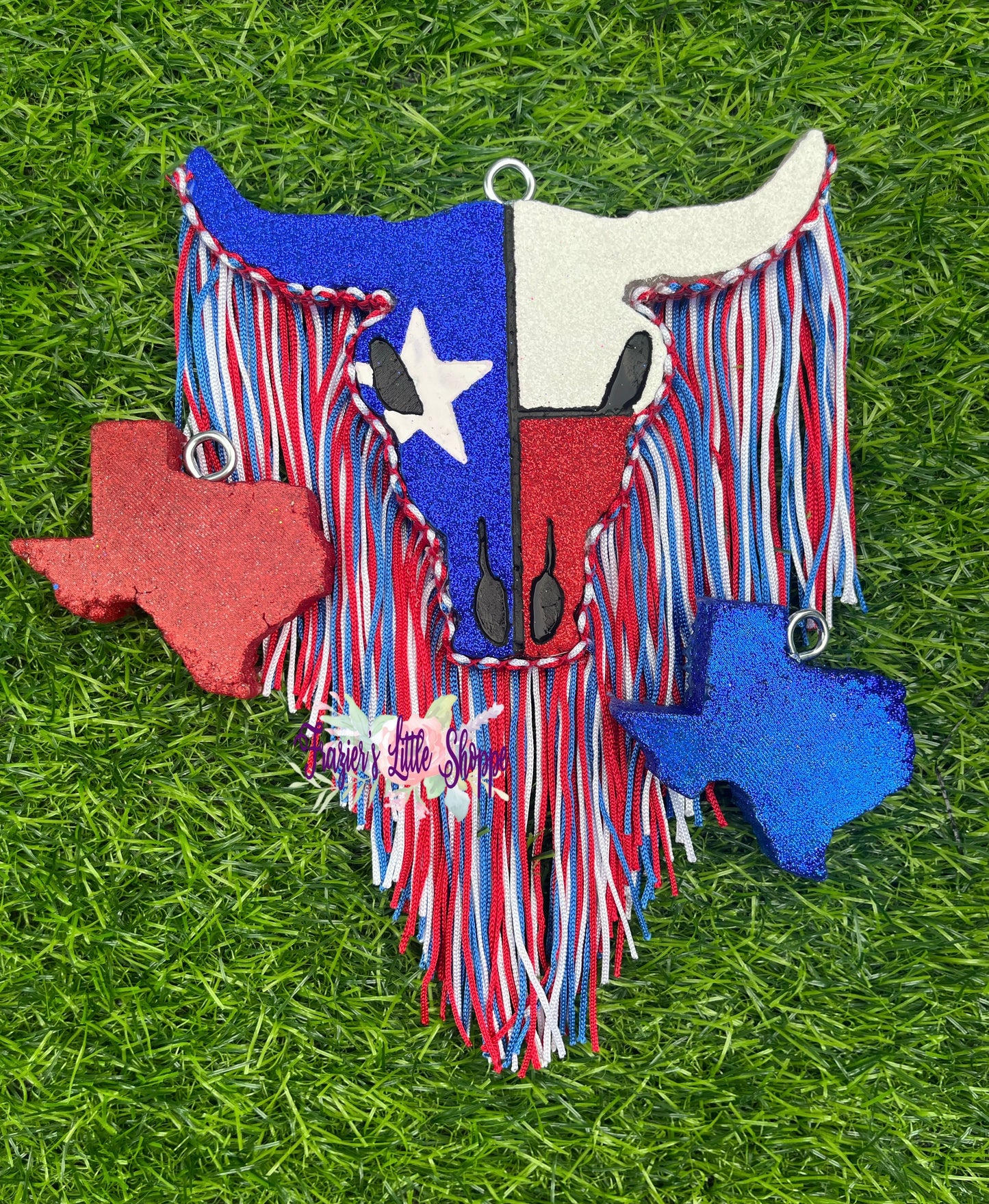 {Texas Flag Bull Skull} Small Medium Large Freshie Sizes