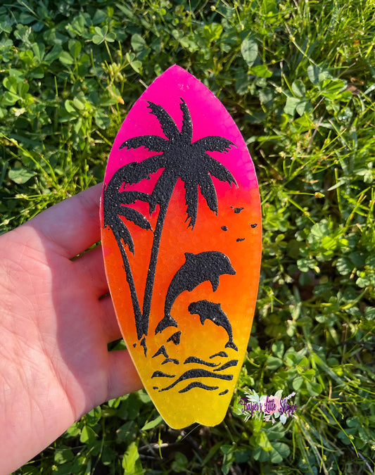 {Sunset Dolphin Surfboard} Large Freshie