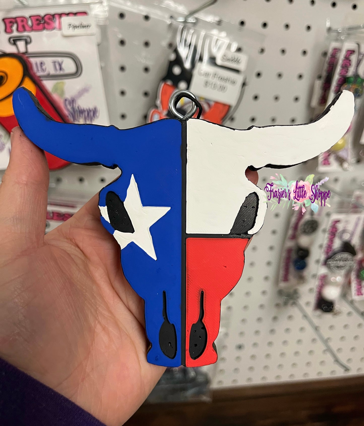 {Texas Flag Bull Skull} Small Medium Large Freshie Sizes