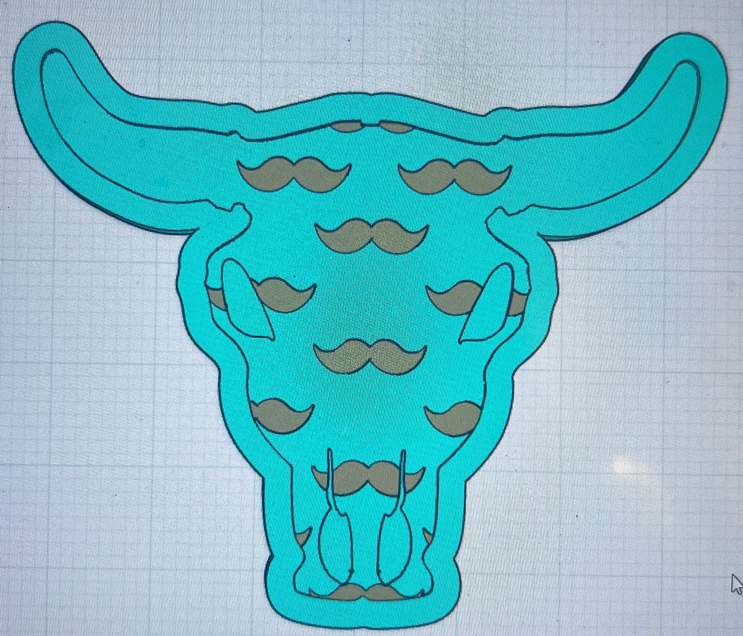 {Med bull skull with inserts} Silicone Mold