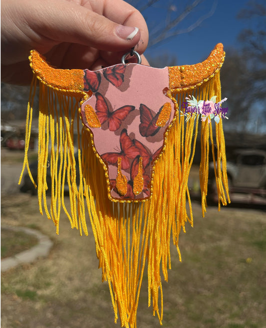 {Orange Butterflies Bull Skull} All Freshie Sizes