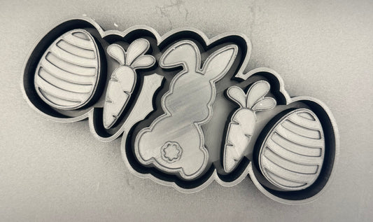 Rabbit carrot eggs charm set