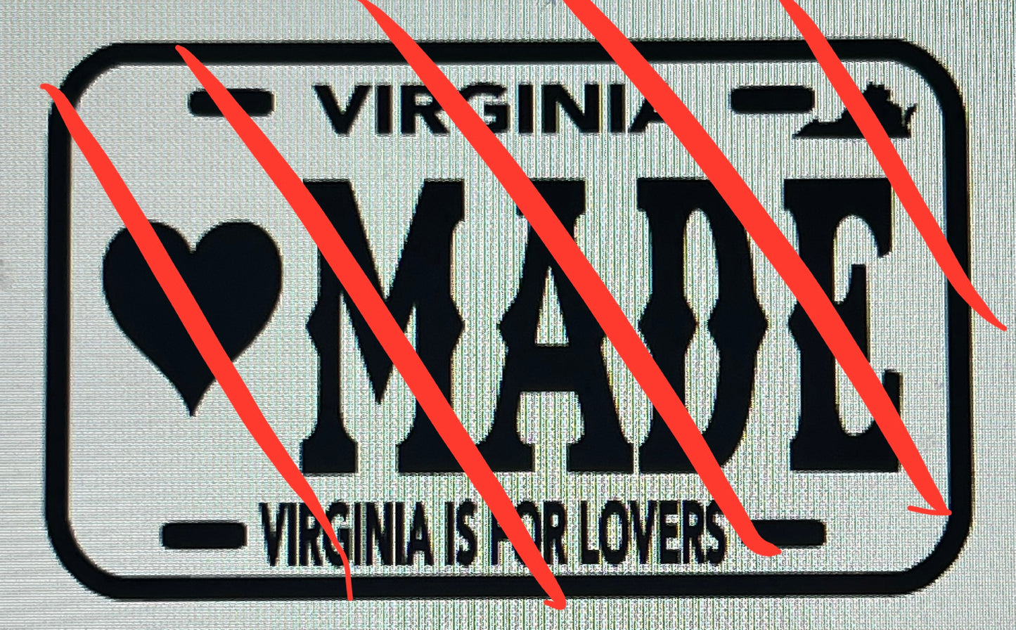 {Virginia license plate insert} Silicone Mold