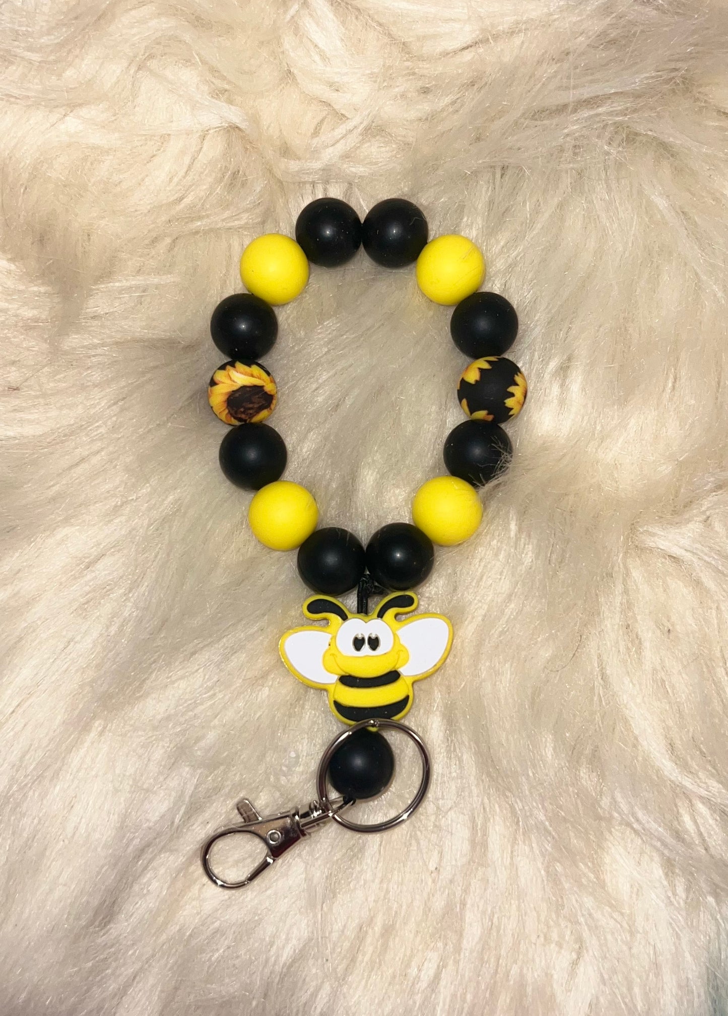 Bee keychain wristlet