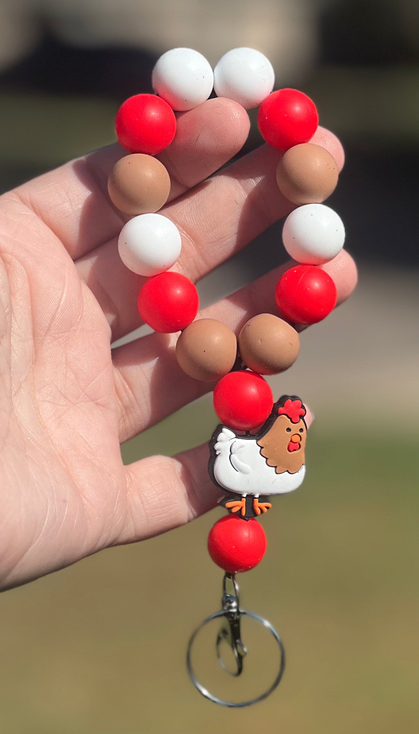 Chicken keychain wristlet