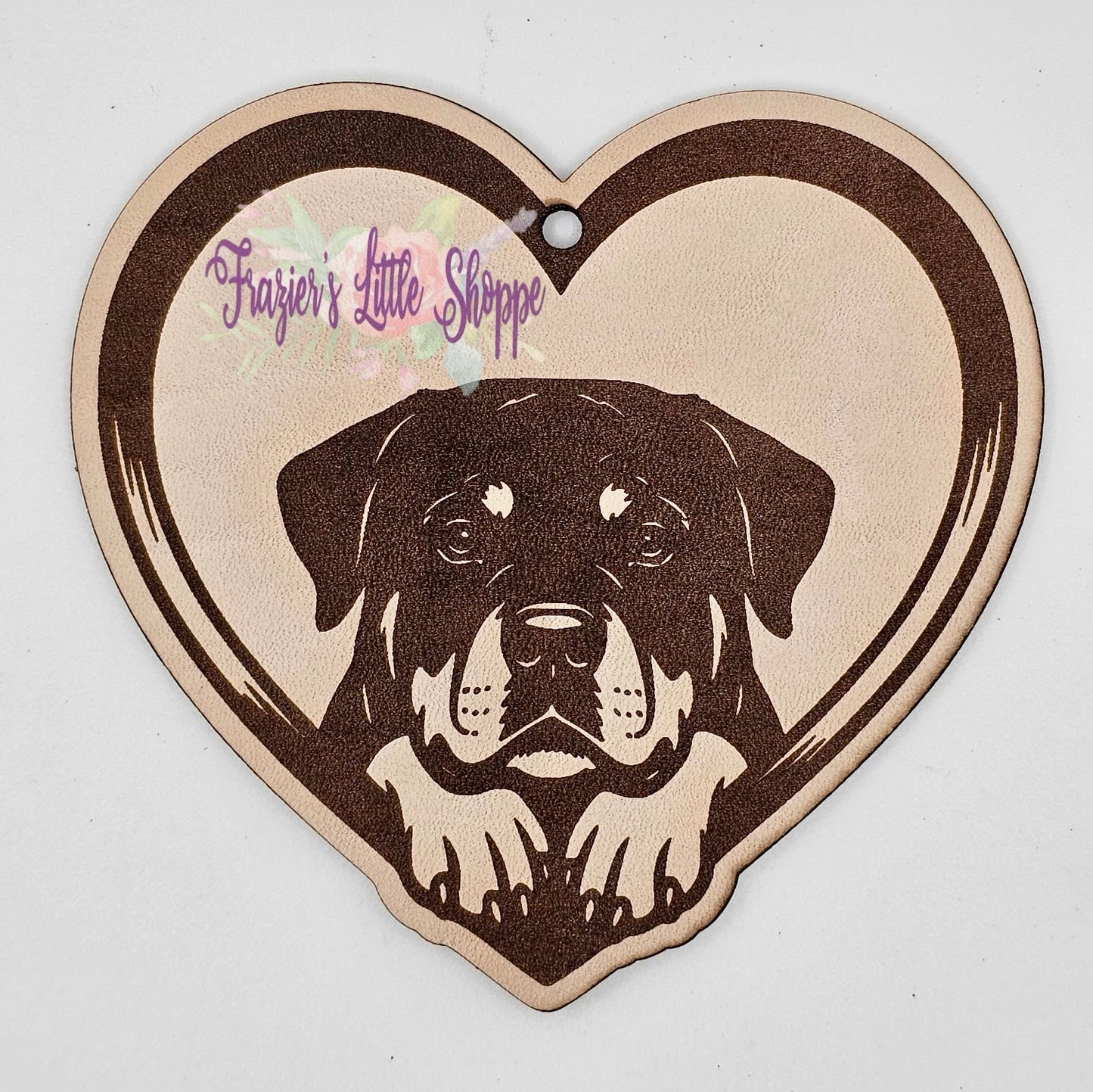 Heart rottie leather freshie blank (unscented)