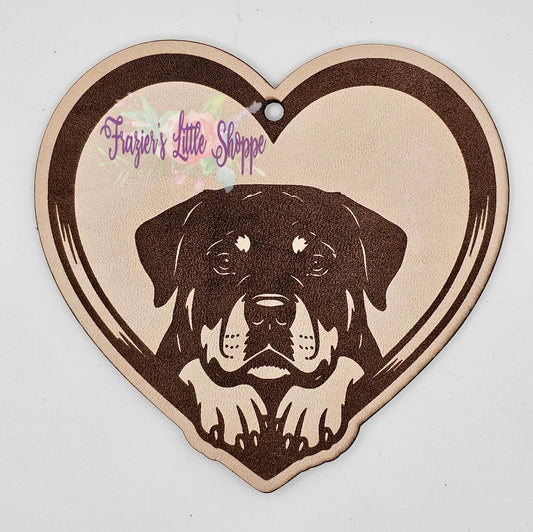 Heart rottie leather freshie blank (unscented)