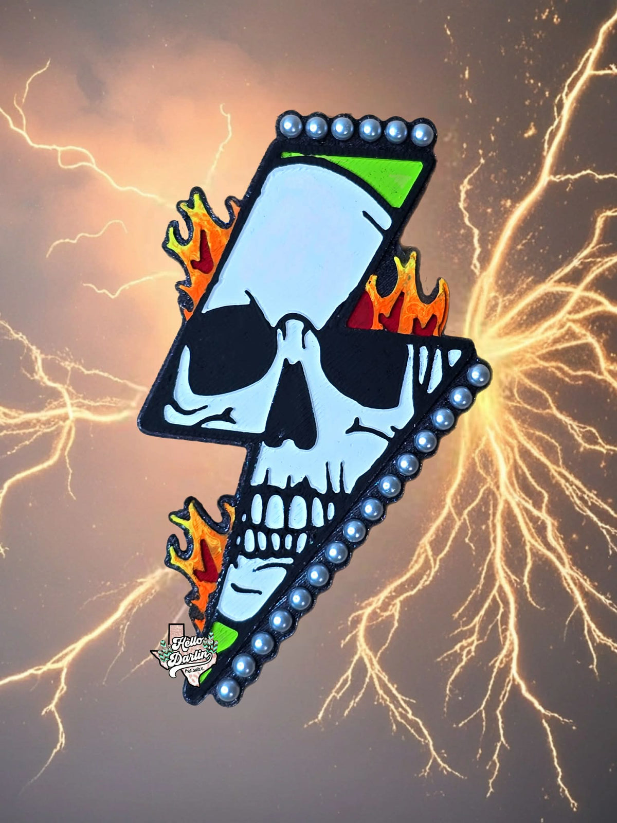 {bolt skull w flames} Silicone Mold