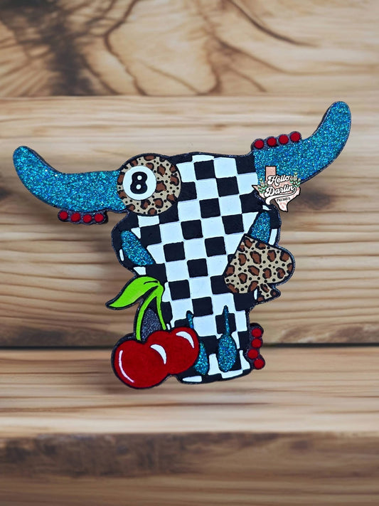 {checkered bull 8 ball cherry spade} Silicone Mold