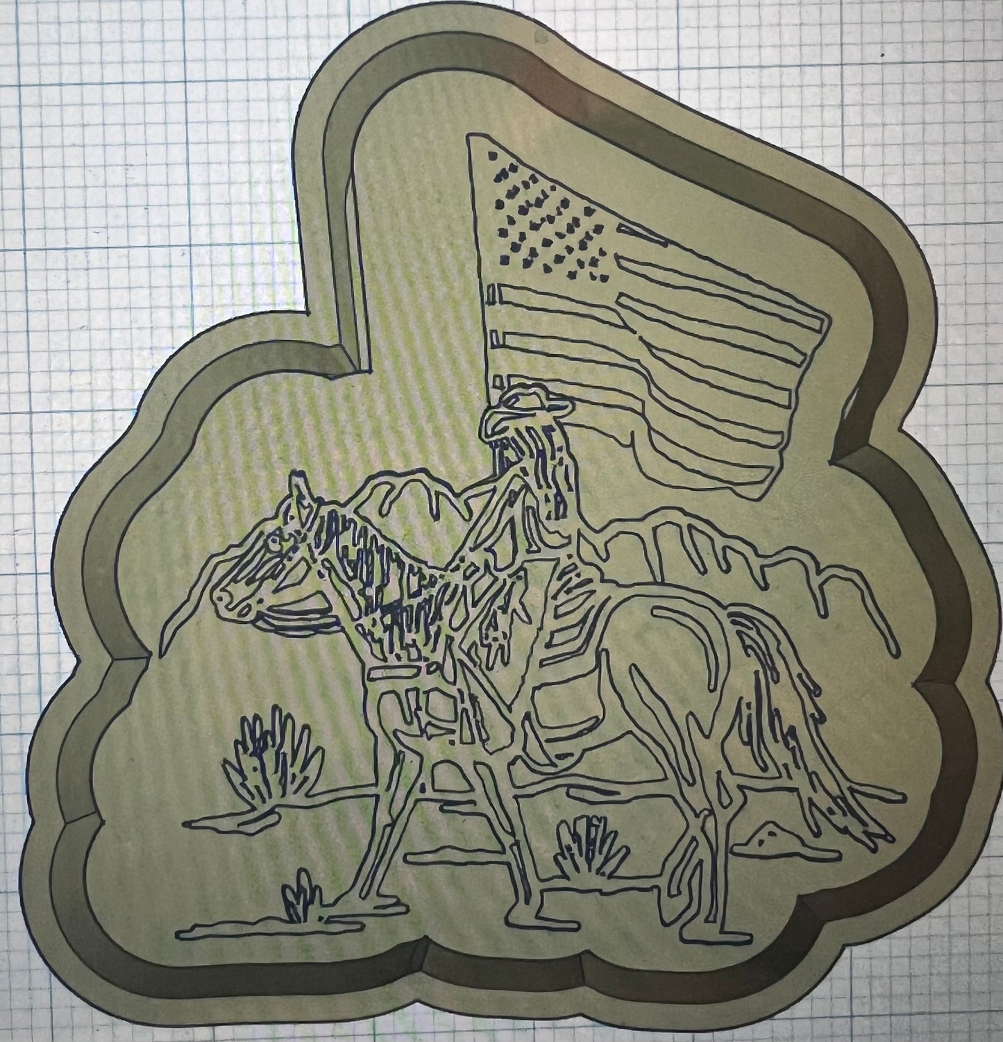 {horse rider and flag} Silicone Mold