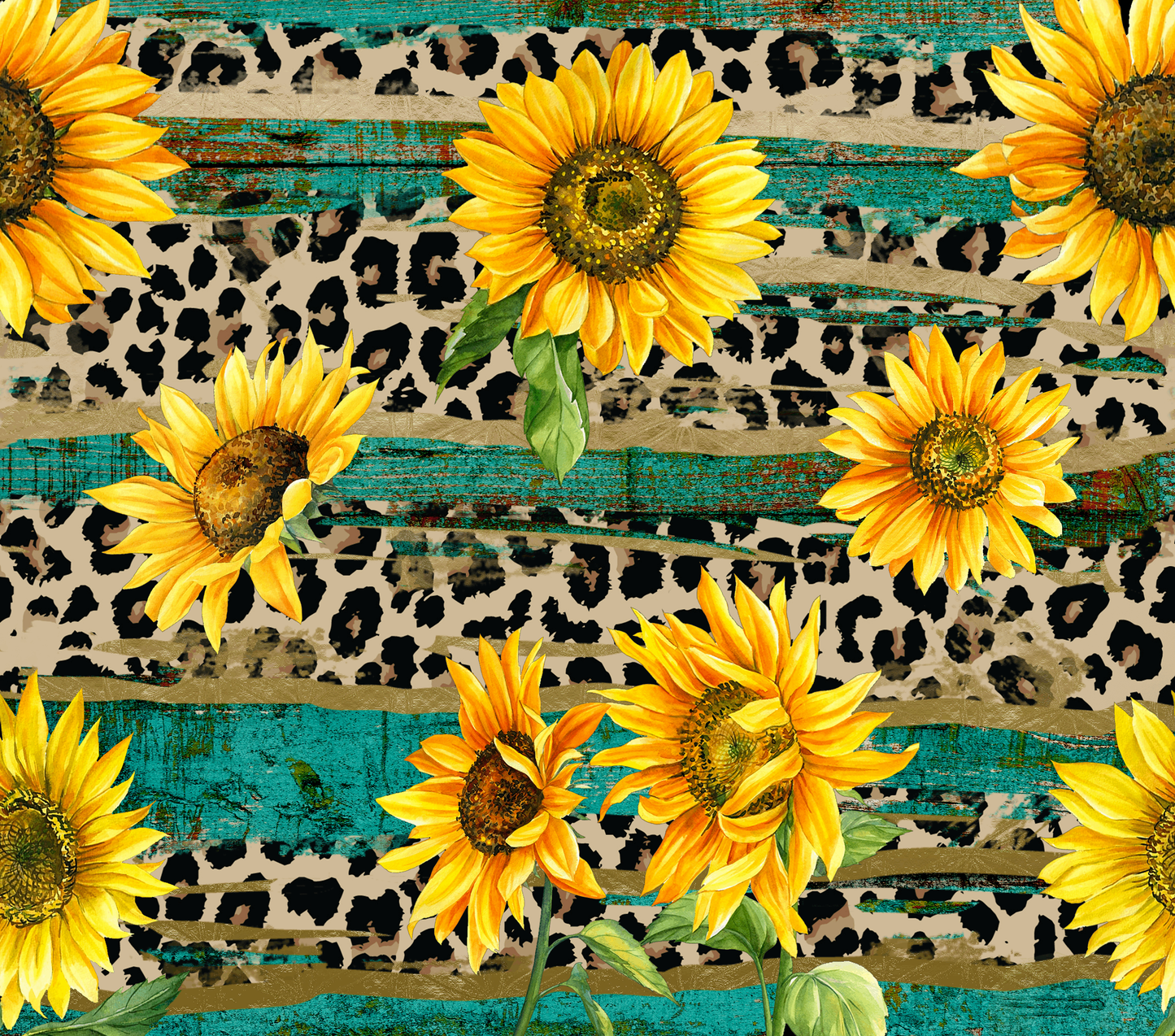 { sunflower leopard teal } Sublimation Tumblers