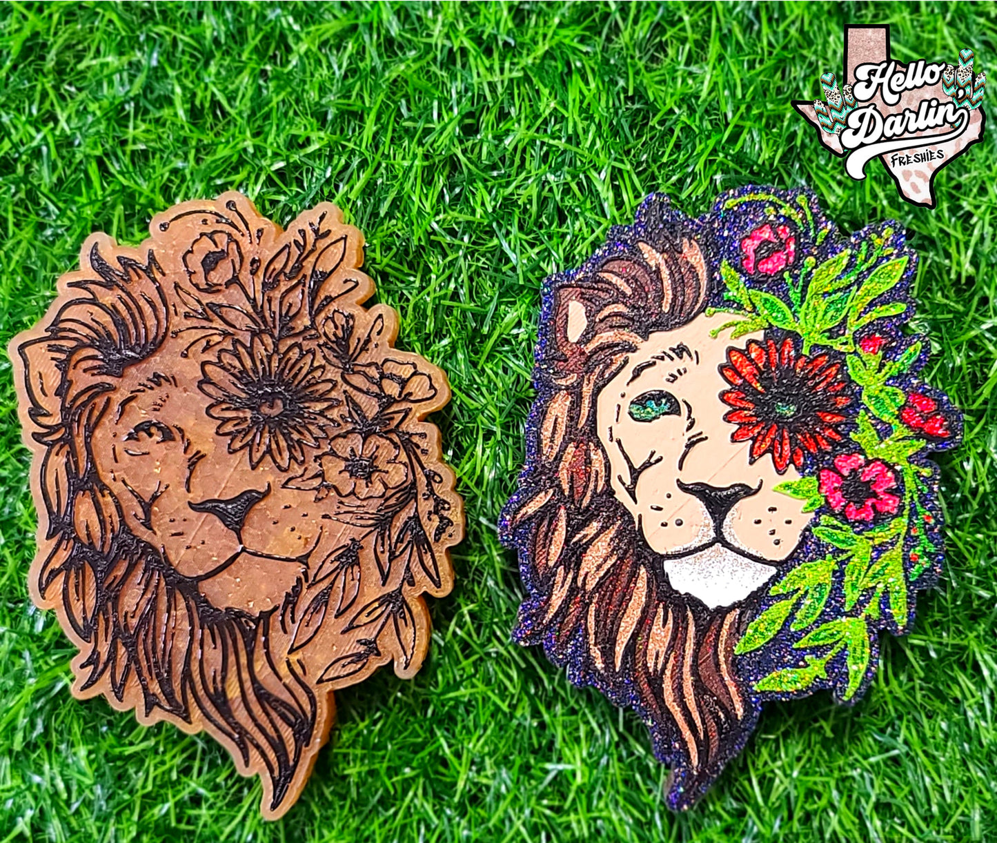 { lion w flowers } Silicone Mold