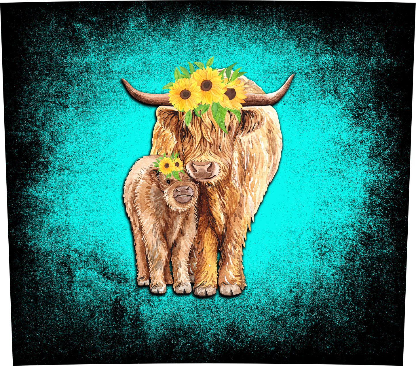 { Highland cow Momma/baby Sunflower } Sublimation Tumblers