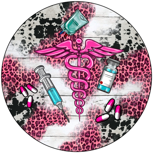 pink nurse leopard/cow print