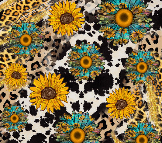 { Sunflower leopard/cowprint } Sublimation Tumblers