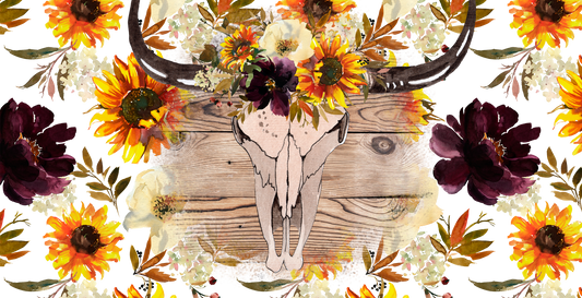 {Bull skull wildflowers} Sublimation Tumblers